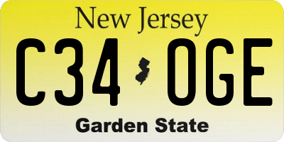NJ license plate C34OGE
