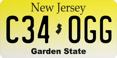 NJ license plate C34OGG