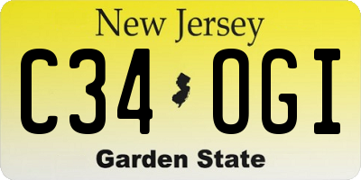 NJ license plate C34OGI