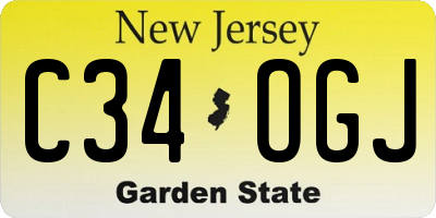NJ license plate C34OGJ