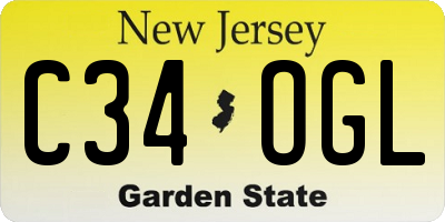 NJ license plate C34OGL