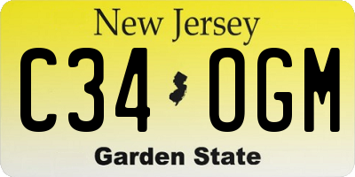NJ license plate C34OGM