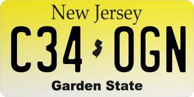 NJ license plate C34OGN