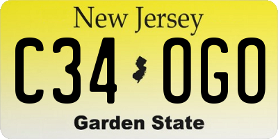NJ license plate C34OGO