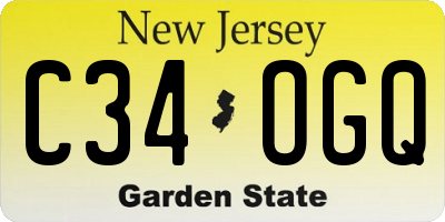 NJ license plate C34OGQ