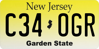 NJ license plate C34OGR