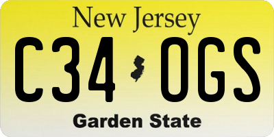 NJ license plate C34OGS