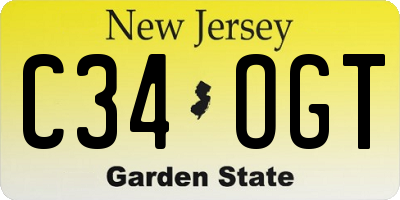 NJ license plate C34OGT