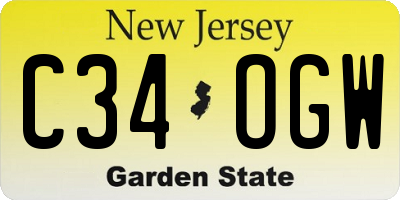 NJ license plate C34OGW