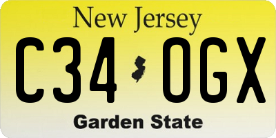 NJ license plate C34OGX