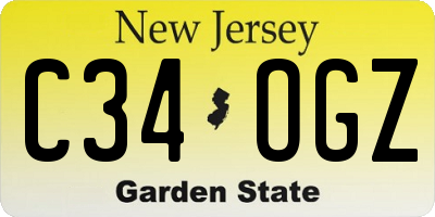 NJ license plate C34OGZ