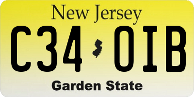 NJ license plate C34OIB