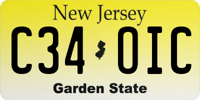 NJ license plate C34OIC