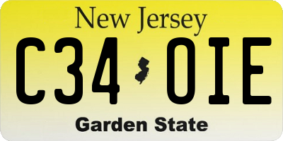 NJ license plate C34OIE