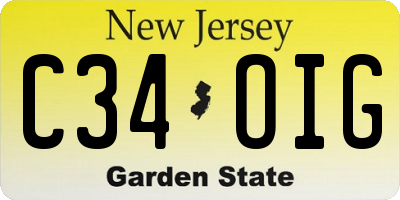 NJ license plate C34OIG