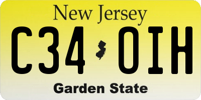 NJ license plate C34OIH