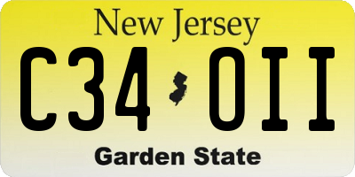 NJ license plate C34OII