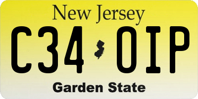 NJ license plate C34OIP