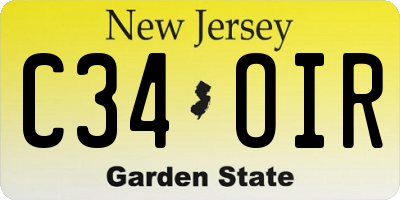 NJ license plate C34OIR