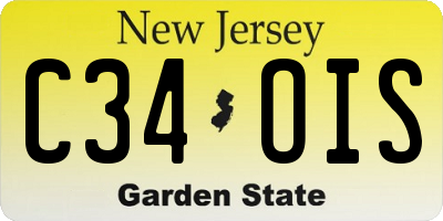 NJ license plate C34OIS