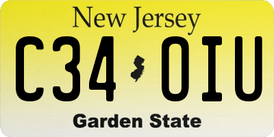 NJ license plate C34OIU
