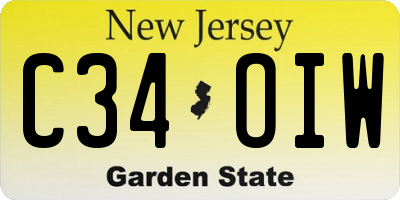 NJ license plate C34OIW