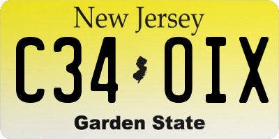NJ license plate C34OIX
