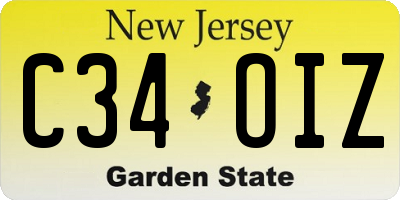 NJ license plate C34OIZ