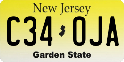 NJ license plate C34OJA