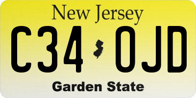 NJ license plate C34OJD