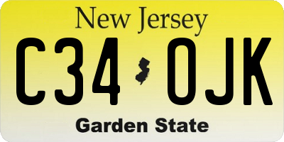 NJ license plate C34OJK