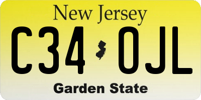 NJ license plate C34OJL