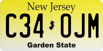 NJ license plate C34OJM