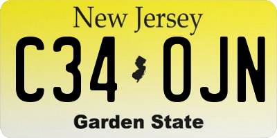 NJ license plate C34OJN
