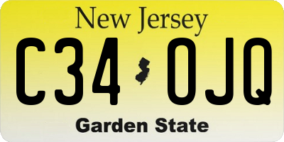 NJ license plate C34OJQ