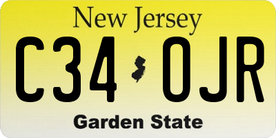 NJ license plate C34OJR