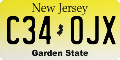 NJ license plate C34OJX