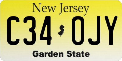 NJ license plate C34OJY