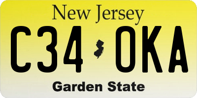 NJ license plate C34OKA