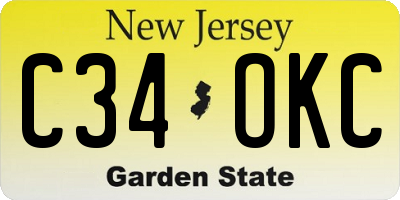 NJ license plate C34OKC