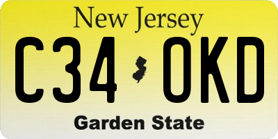 NJ license plate C34OKD