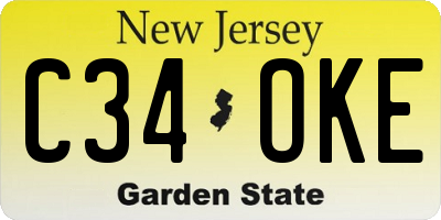 NJ license plate C34OKE