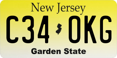 NJ license plate C34OKG