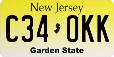 NJ license plate C34OKK