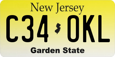 NJ license plate C34OKL