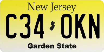 NJ license plate C34OKN
