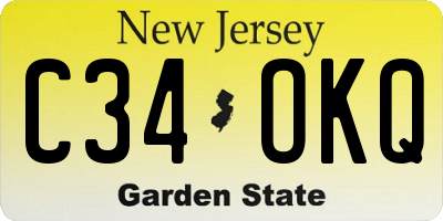 NJ license plate C34OKQ