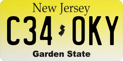 NJ license plate C34OKY