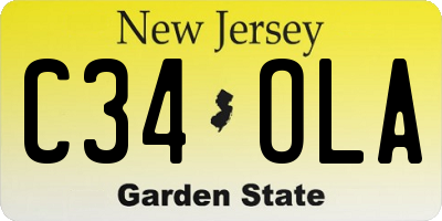 NJ license plate C34OLA