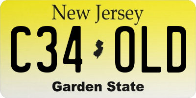 NJ license plate C34OLD